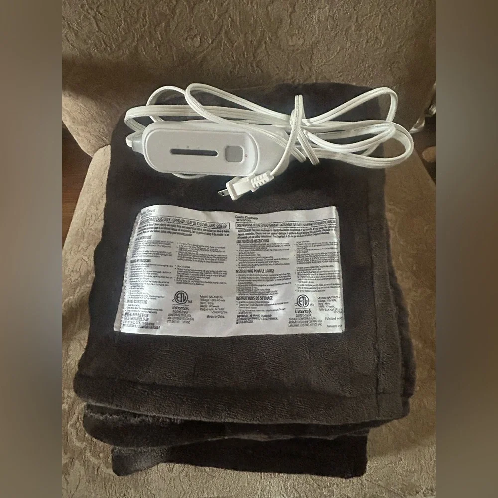 Dark Brown Electric Heated Throw Blanket Plush Microplush Heat Control 54x60